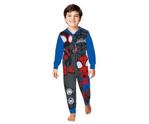 Combinaison Marvel Spidey et Ses Super Amis pour garçons - Combinaison Spiderman Enfants Pyjama Pyjama Manches Longues Gris/Bleu (DE/NL/SE/PL, Numérique, 110, 116, Regular, Gris/Bleu)