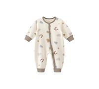 Combinaison Nouveau-né en Coton Blanc à Manches Longues et Boutons - Grenouillère Unisexe Pyjama Bébé 6-9 mois Doux et Respirant