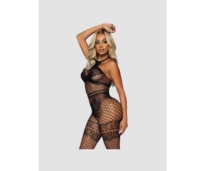 Combinaison Ouverte 89291 Résille & Dentelle Noire