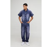 Combinaison oversize en jean à manches courtes homme - rose - XL, rose