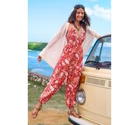Combinaison paisley tissée jambe fuselée Rouge XL