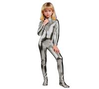 Combinaison-pantalon à paillettes, col montant, manches longues et fermeture éclair intégrale, idéale pour la danse, la gymnastique, les fêtes et les spectacles. Parfaite pour la (Grey, 7-8 Years)