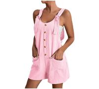 Combinaison Pantalon Femme Chic Et Élégant Jumpsuit Droit Fluide D'été sans Manches Couleur Unie Slim Combipantalon Rompers avec Poches Décontractée Playsuit Pantalon Large Combinaison de Travail Fem