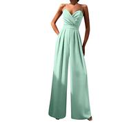 Combinaison Pantalon Femme Sans Manches Slip Jumpsuit Col En V Bretelles Speghetti Dos Nu Jambe Large Couleur Unie Combinaison Chic EléGant Barboteuse Avec Poches Pour SoiréE Mariage CéRéMonie FêTe