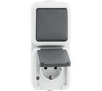 Peha Combination Switch Socket Waterproof IP54 Grey - 00307611