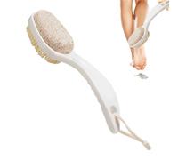 Combinaison pierre ponce et brosse - Brosse à récurer les pieds en pierre ponce - 2 en 1 - Brosse à récurer les pieds de douche douce - Poignée antidérapante - Accessoire de salle de bain pour le soin