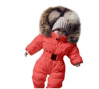Combinaison Pilote Bébé Enfant À Capuche Doublé Manches Longues Jumpsuit Barboteuse Étanche Encapuchonné avec Gants Nouveau-Né 0-12 Mois Hoodie Outwear
