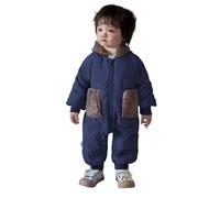 Combinaison Pilote Bébé Enfant De Ski Doublé Fleece Polaire Manches Longues Body Jumpsuit Fourrure Étanche Rembourré avec Gants Col De Fourrure Coupe-Vent Tenues Ensemble
