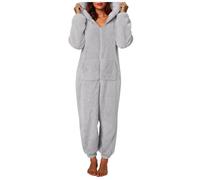 Combinaison Pilou Femme à Capuche Fermeture Éclair Intégrale Poche Kangourou - Motif Uni Multi-Couleurs Tissu Polaire Doux et Chaud pour Nuit et Maison