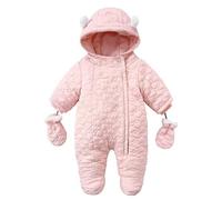 Combinaison Pluie Bebe Enfant Fleece Polaire Doublé Neige Toison Jumpsuit avec Gants Coupe-Vent Étanche 0-12 Mois Nouveau-Né Manteaux Survêtement