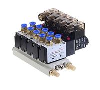 Combinaison pneumatique à 5 voies, 1 pièce, 4V210-08 12V 24V 110V 220V, 2 positions, électrovanne pneumatique à tête unique avec Base LiMePng(10mm Fittings,DC 24V)