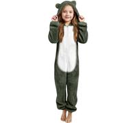 Combinaison polaire pour fille - Capuche floue - Fermeture éclair - Costume chaud d'hiver - Body pour bébé fille, vert, 6-7 ans
