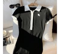 Combinaison polo noire et blanche pour femme, logo petit cheval, style universitaire, décontractée, été, tennis, vintage Y2K, style bohème, festival de musique L,M,S,XL,XS,XXL,XXS,XXXL,XXXXLAnimal,Let