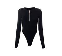 Combinaison pour Femmes Leotard à Manches Longues et col Rond avec Fermeture éclair Jumpsuit Tops Stretch Ladies CasualJumpsuit for Going Out