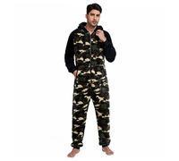 Combinaison pour homme avec fermeture éclair et col en V imprimé avec poche, pyjama en coton, camouflage, XL