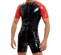 Combinaison pour homme - Effet mouillé - Sexy - Lingerie - Clubwear - Personnalisable - Style hipster - Cuir synthétique - Laqué - Aspect latex, A1 noir., XL