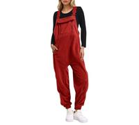 Combinaison pour maman de la mariée salopette brossée pour femme réglable avec pantalon de ski d'hiver chaud pyjama animal adulte, rouge, L