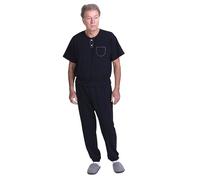 Combinaison pour personnes âgées et incontinentes avec fermeture dans le dos, idéale pour l'Alzheimer ou autres, manches courtes, bleu, L