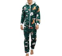 Combinaison Pyjama à Manches Longues en Laine Artificielle pour Homme - Couleur Unie - Fermeture éclair - À Capuche - pour l'hiver - 1 pièce - pour Homme - en Polaire