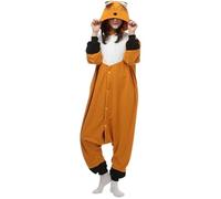 Combinaison Pyjama Animal Adulte Kangourou Renard Déguisement Une Pièce Boutons Capuche Poches Kawaii Drôle Soirée Carnaval Fête Hiver Doux Peluche Costumes de Spectacle de Danse