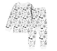 Combinaison Pyjama Enfant,Pyjama d'halloween pour garçon vêtements de Nuit à Manches Longues Design Unique pour Enfants de Deux à dix Ans (White, 4-5 Years)