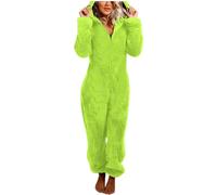 Combinaison Pyjama Femme Hiver Chaud - Grenouillère Polaire Zippée à Capuche - Barboteuse en Peluche Avec Oreilles de Chat - Costume Noel Loungewear