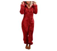 Combinaison Pyjama Femme Polaire Onesies Pyjama à Capuche Moelleux Combinaison Une Pièce en Flanelle Chaude en Peluche Une Pièce Combinaisons de Nuit pour Femmes Loungewear Vêtements D'intérieur