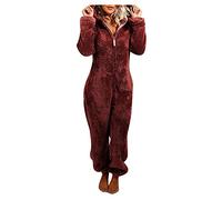Combinaison Pyjama Femme Polaire Onesies Pyjama À Capuche Moelleux Combinaison Une Pièce en Flanelle Chaude en Peluche Loungewear Vêtements D'intérieur Une Pièce Combinaisons De Nuit pour Femmes