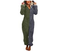 Combinaison Pyjama Femme Polaire Onesies Pyjama à Capuche Moelleux Combinaison Une Pièce en Flanelle Chaude en Peluche Une Pièce Combinaisons de Nuit pour Femmes Loungewear Vêtements D'intérieur