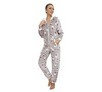 Combinaison Pyjama Femme Stitch Pyjama Femme Hiver Polaire Chaud Barboteuse Ample Onesies Deguisement à Capuche Imprimé En Flanelle Vêtements De Nuit Bodysuit Cosplay Halloween Noël Fête Costume