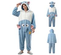 Combinaison Pyjama Homme Éléphant Peluche Chaud Cosplay | Combinaison pyjama homme éléphant, polaire épaisse et confortable, parfaite pour soirée pyjama et cosplay