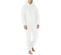 Combinaison pyjama homme en polaire, une pièce, douce et chaude, idéale pour l'hiver, coupe ample, blanche, taille M