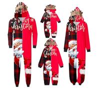 Combinaison Pyjama Noël Famille Coton Combinaison Pyjama De Noel Famille Une Pièce avec Capuche Renne Vêtements De Familles pour Noël Ensemble De Pyjamas Noël Assortis avec Éclair