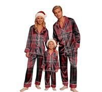 Combinaison Pyjama Noël Famille Coton Combinaison Pyjama de Noel Une Pièce avec Capuche Renne Vêtements de Famille Ensemble Noël Assortis Family Christmas Pajamas deguisement Noel Femme (Rouge,XL)