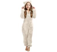 Combinaison Pyjama pour Filles Grenouillères d'ours Animaux Zippé avec Capuche Onesie Enfant Halloween Cosplay Costume Garçon Noel Autumne Hiver