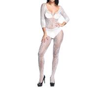 Combinaison résille femme une pièce dentelle transparente lingerie ouverte clubwear séduisante