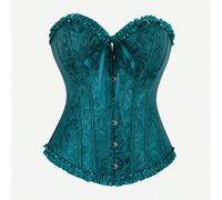 Combinaison sans bretelles en satin vert vintage style cour, encolure en cœur, taille froncée, corset de mise en forme de la taille pour Halloween L,M,S,XL,XS,XXSPlantesTissu tissé