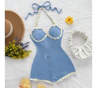 Combinaison sans manches à motif marguerite pour femme, tenue pour vacances à la plage, tenue de printemps/été pour femmes, tenue pour festivals de musique west coast, style bohème L,M,S,XSBlocs de co