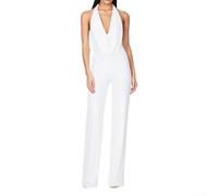 Combinaison sans manches à paillettes pour femme avec jambes larges, parfaite pour toutes les fêtes ou soirées (taille S, blanc)