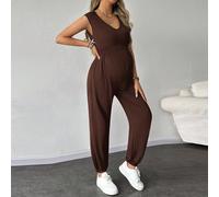 Combinaison sans manches de couleur unie décontractée pour la maternité, tenue de grossesse pour femmes pour l'automne, style décontracté chic, tenue de retour de l'hôpital en été L,M,S,XLUnicoloreTis