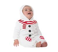 Combinaison Sans Manches de NoëL Costume de NoëL écharpe Rayée et Chapeau Melon Tout-Petits Bébé Combinaison À Capuche Filles Barboteuse Garçons Bonhomme Neige Warm Outwear (03 White, 12-18 Months)