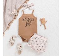 Combinaison sans manches imprimée lettre de printemps pour bébé fille et bloomers imprimées marguerite, tenue mignonne 6-9M,9-12M,12-18M,1-3M,3-6MFloral,Géométrique,Lettres,PlantesÉtoffe,Polyester