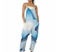 Combinaison sans manches pour femme - Imprimé - Avec poches - Décontracté - Confortable - Doux - Mode - Robe de pantalon pour femme élégante, gris, 3XL