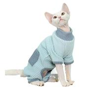Combinaison sans poils en coton pour chat - Pyjama doux à col rond avec nœud - Vêtements pour chat - Tenue à quatre pattes hautement élastique pour intérieur de petite taille (#2, M)