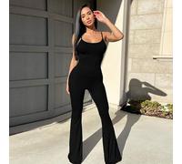 Combinaison Sport Femme Été Bretelles Fines Pantalon Évasé Combishort Ensemble Sans Manches Fluide Élégant Combinaisons Ete Chic Pour Soirée Yoga Avec Poches Jumpsuit