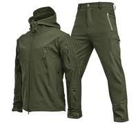 Combinaison tactique deux pièces pour homme, pantalon de combat avec plusieurs poches offrant un rangement sécurisé pour les petits outils, doublure en polaire, Vert, XXL