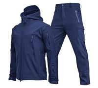 Combinaison tactique deux pièces pour homme, pantalon de combat avec plusieurs poches offrant un rangement sécurisé pour les petits outils, doublure en polaire, bleu, M