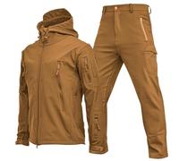 Combinaison tactique deux pièces pour homme, pantalon de combat avec plusieurs poches offrant un rangement sécurisé pour les petits outils, doublure en polaire, kaki, M