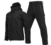 Combinaison tactique deux pièces pour homme, pantalon de combat avec plusieurs poches offrant un rangement sécurisé pour les petits outils, doublure en polaire, Noir , XL
