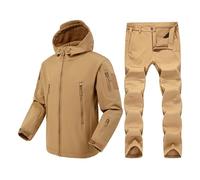 Combinaison tactique pour homme - En softshell - Coupe-vent - Chaud - En polaire - Ensemble tactique - Imperméable - Uniforme militaire - Vêtement d'alpinisme - 2 pièces - Nombreuses poches